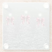 Christmas Sparkling Trees Silver Faux Pink Bow Glasuntersetzer (Rückseite)
