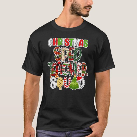 Christmas Sped Teacher Squad Red Plaid Teacher T-Shirt (Vorderseite)