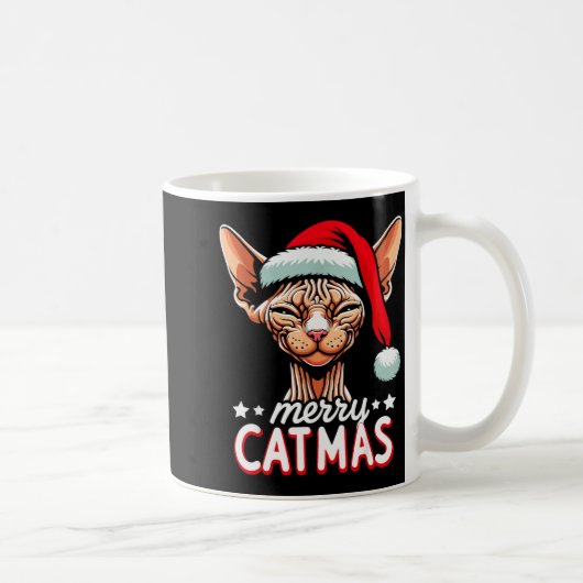 Christmas Sphynx Cat Merry Catmas Santa Hat Xmas  Kaffeetasse (Rechts)