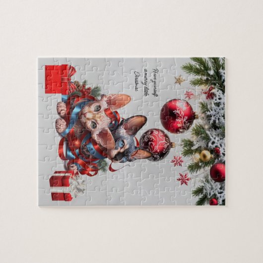 Christmas Sphynx Kittens Puzzle (Horizontal)