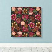 Christmas Spice & Floral Botanical Pattern Leinwanddruck (Insitu (Holzboden))