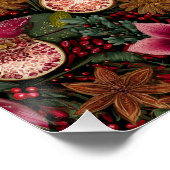 Christmas Spice & Floral Botanical Pattern Poster (Ecke)