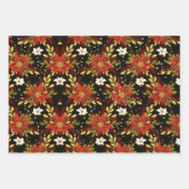 Christmas Spirit Floral Red Green Gold Geschenkpapier Set (Vorderseite)