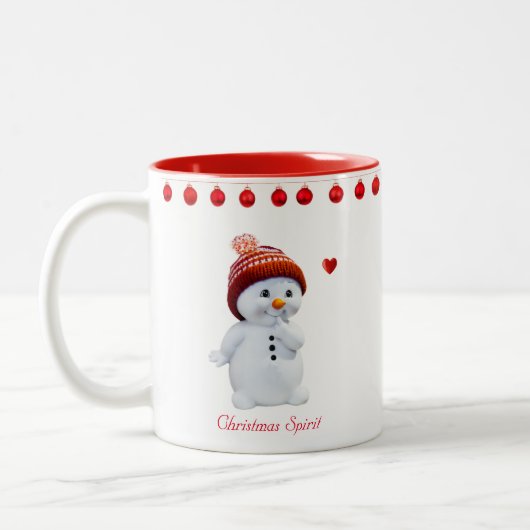 Christmas Spirit Snowman Zweifarbige Tasse (Links)