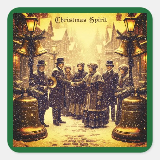 CHRISTMAS SPIRIT TRADITIONAL DESIGN QUADRATISCHER AUFKLEBER (Vorderseite)