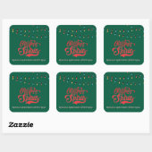 Christmas Spirits Custom Name Holiday Lights Green Quadratischer Aufkleber (Blatt)