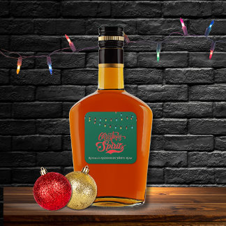 Christmas Spirits Custom Name Holiday Lights Green Quadratischer Aufkleber