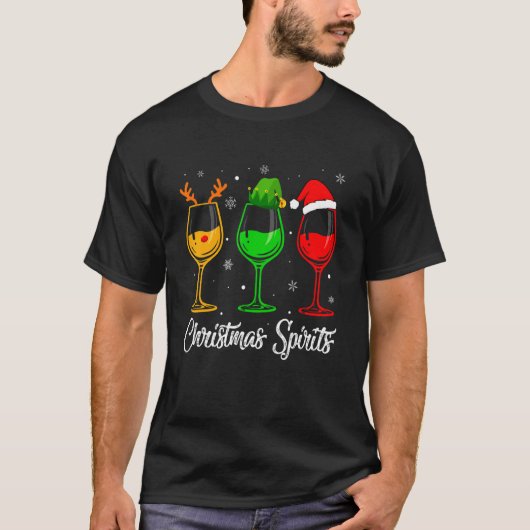 Christmas Spirits Glasses Of Wine Xmas Holidays Pa T-Shirt (Vorderseite)