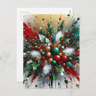 Christmas Splatter / White Bursts Feiertagspostkarte