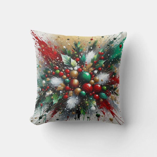 Christmas Splatter / White Bursts Kissen (Vorderseite)