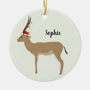 Christmas Springbok Keramik Ornament