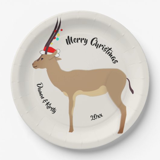 Christmas Springbok Pappteller (Vorderseite)