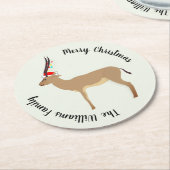 Christmas Springbok Runder Pappuntersetzer (Angewinkelt)