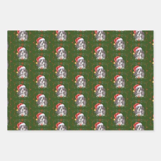 Christmas Springer Spaniel Dog Geschenkpapier Set (Vorderseite 3)