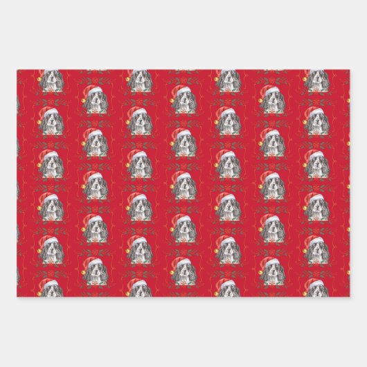 Christmas Springer Spaniel Dog Geschenkpapier Set (Vorderseite 2)