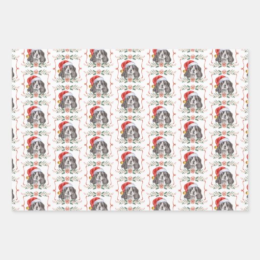 Christmas Springer Spaniel Dog Geschenkpapier Set (Vorderseite)