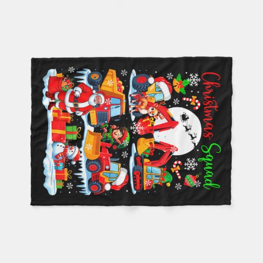 Christmas Squad Construction Trucks Excavators San Fleecedecke (Vorderseite (Horizontal))
