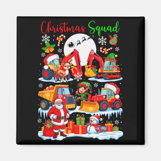 Christmas Squad Construction Trucks Excavators San Magnet (Vorne)