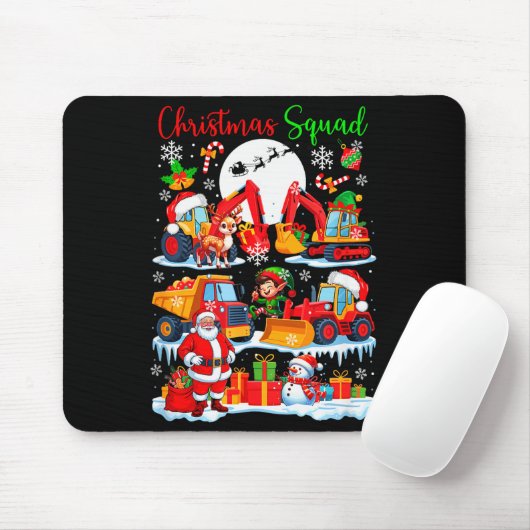 Christmas Squad Construction Trucks Excavators San Mousepad (Mit Mouse)