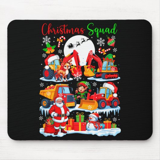 Christmas Squad Construction Trucks Excavators San Mousepad (Vorne)