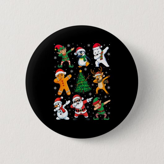 Christmas Squad Dabbing Santa Elf Family Matching  Button (Vorderseite)