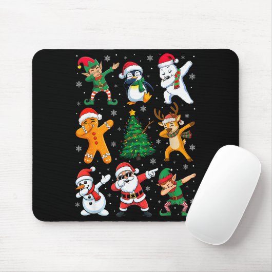 Christmas Squad Dabbing Santa Elf Family Matching Mousepad (Mit Mouse)