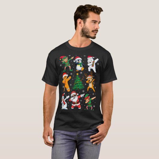 Christmas Squad Dabbing Santa Elf Family Matching T-Shirt (Vorne ganz)