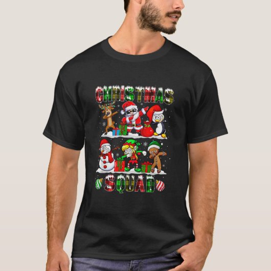 Christmas Squad Dabbing Santa Reindeer Elf Gingerb T-Shirt (Vorderseite)