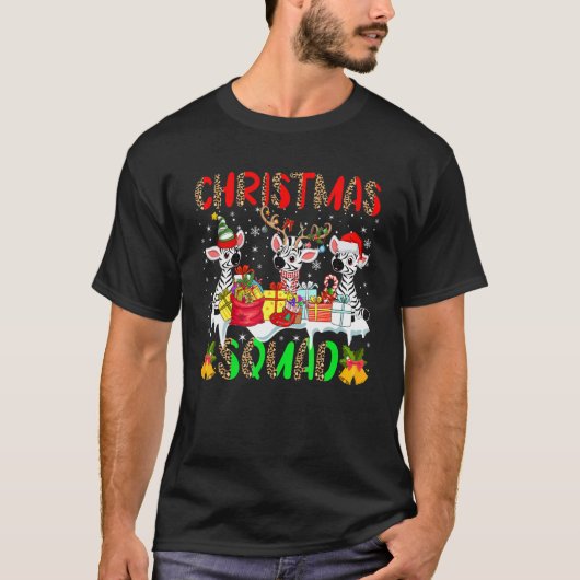 Christmas Squad Leopard Three Santa Reindeer Elf Z T-Shirt (Vorderseite)
