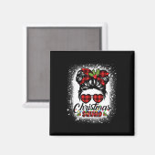 Christmas Squad Messy Bun Buffalo Kariert Leopard Magnet (Vorderseite/Rückseite)