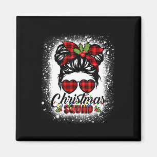Christmas Squad Messy Bun Buffalo Kariert Leopard Magnet