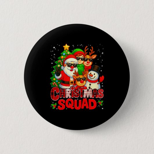 Christmas Squad Plaid Santa Snowman Elf Rudolph Xm Button (Vorderseite)