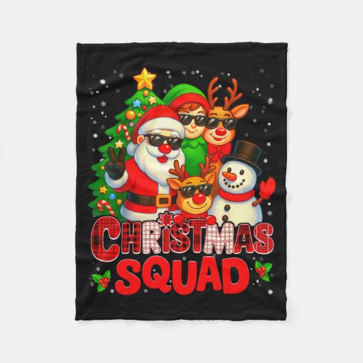 Christmas Squad Plaid Santa Snowman Elf Rudolph Xm Fleecedecke (Vorderseite)