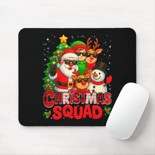 Christmas Squad Plaid Santa Snowman Elf Rudolph Xm Mousepad (Mit Mouse)