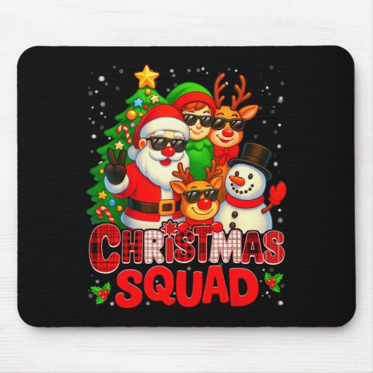 Christmas Squad Plaid Santa Snowman Elf Rudolph Xm Mousepad (Vorne)