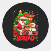 Christmas Squad Plaid Santa Snowman Elf Rudolph Xm Runder Aufkleber (Vorderseite)