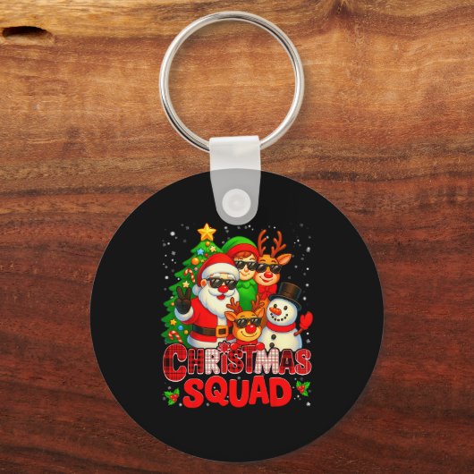 Christmas Squad Plaid Santa Snowman Elf Rudolph Xm Schlüsselanhänger (Vorderseite)