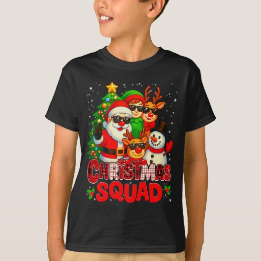 Christmas Squad Plaid Santa Snowman Elf Rudolph Xm T-Shirt (Vorderseite)
