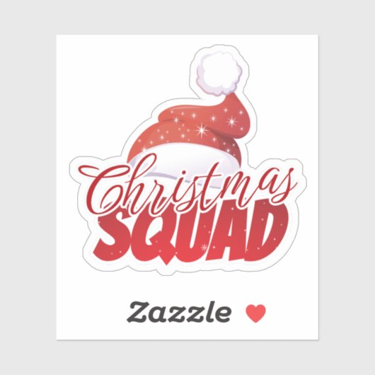 Christmas Squad Red Santa Hat Sticker (Blatt)