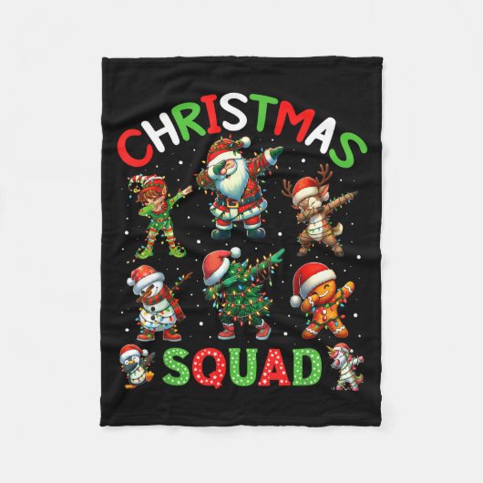 Christmas Squad Santa Dabbing Elf Family Matching Fleecedecke (Vorderseite)