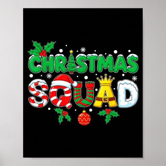 Christmas Squad Santa Dabbing Elf Family Matching  Poster (Vorne)