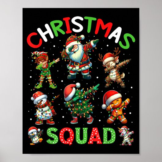 Christmas Squad Santa Dabbing Elf Family Matching Poster (Vorne)