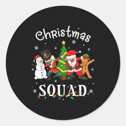 Christmas Squad Santa Dabbing Elf Family Matching  Runder Aufkleber (Vorderseite)