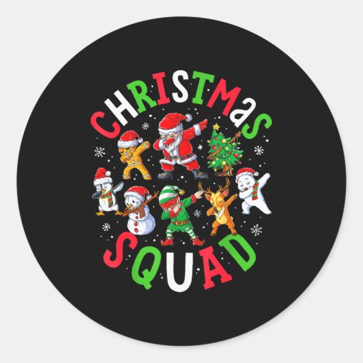 Christmas Squad Santa Dabbing Elf Family Matching Runder Aufkleber (Vorderseite)