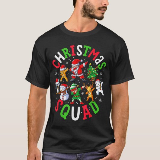 Christmas Squad Santa Dabbing Elf Family Matching T-Shirt (Vorderseite)
