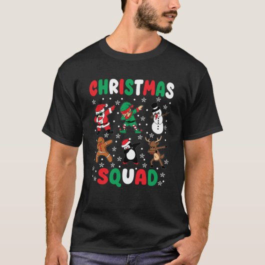 Christmas Squad Santa Dabbing Elf Family Matching T-Shirt (Vorderseite)