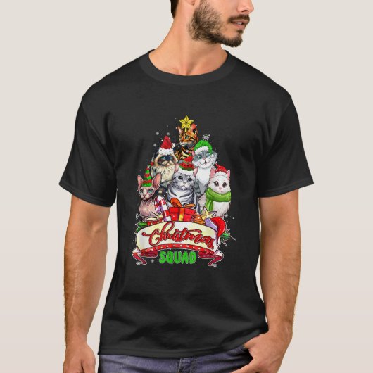 Christmas Squad Santa Elf Cats Matching Owner Kid T-Shirt (Vorderseite)