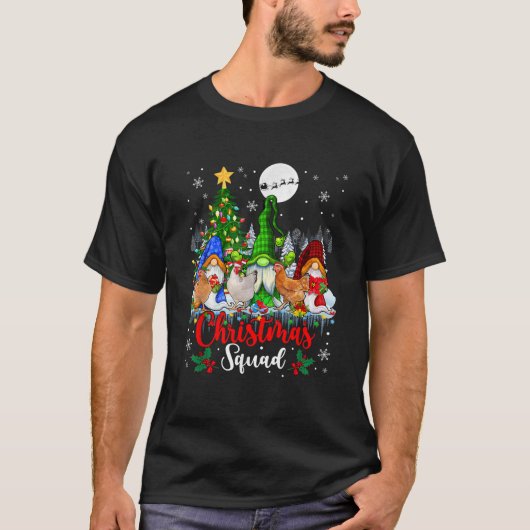 Christmas Squad Three Santa Elf Chickens Gnomes Xm T-Shirt (Vorderseite)