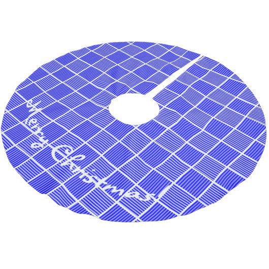 Christmas Squares Blue n White Polyester Weihnachtsbaumdecke (Schrägansicht)