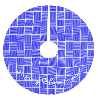 Christmas Squares Blue n White Polyester Weihnachtsbaumdecke